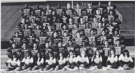 JV team (1996). Top Row: Kamar Beshears, Tommy Patterson, Dominis Lamacchia, Steven Brown Dale, Brown, Dustin Hoke, J. Paul Flores, Marcus Henderson, John Cattallico 2nd Row: Leslie Trapps, Zach Ortega, Joe Ortega, Chester Johnson, Johnny White, Jamel Vaughn, Robert Fontaine, Daniel Torres 3rd Row: Steven Swanson, Anthony Nannini, Anwuar Hughes, Charles Greer, Laurence Mosteiro, Josh Sankar, Jeremy Ballardo, Brian Sanchez, Robert Robinson 4th Row: Chris Gomez, Daniel Castillo, Ross Lawlor, Dario Castillo, Eduardo Ozuna, Aaron Patterson, Carlos Warren, Jonathon Craig 5th Row: Arturo Fernandez, Mello Wyatt, Ken Hopes, Steven Spahn, Josh Viarpeal, Bobby Belleci, John Hernandez, Johnny Guzman, Sergio Aconso 6th Row: Oscar Martinez, Claudio Rubio, Victor Valle, Oliver Filamore, Brian Ortega, Rueban Hamiltion, David Bernstain, James Jordon, Phillip Ramirez, Jason Lafrades Bottom Row: Kenya Herron, Clarrisa Glover, Veronica Garcia, Bernadette Osorio, Naneshka Sanchez, Rachel White, Christina Belleci, Jena Herschelman, Nicole Philbirck, Kimberly Barrows.
